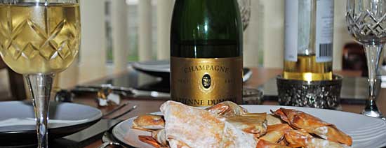 wine, champagne, samosa